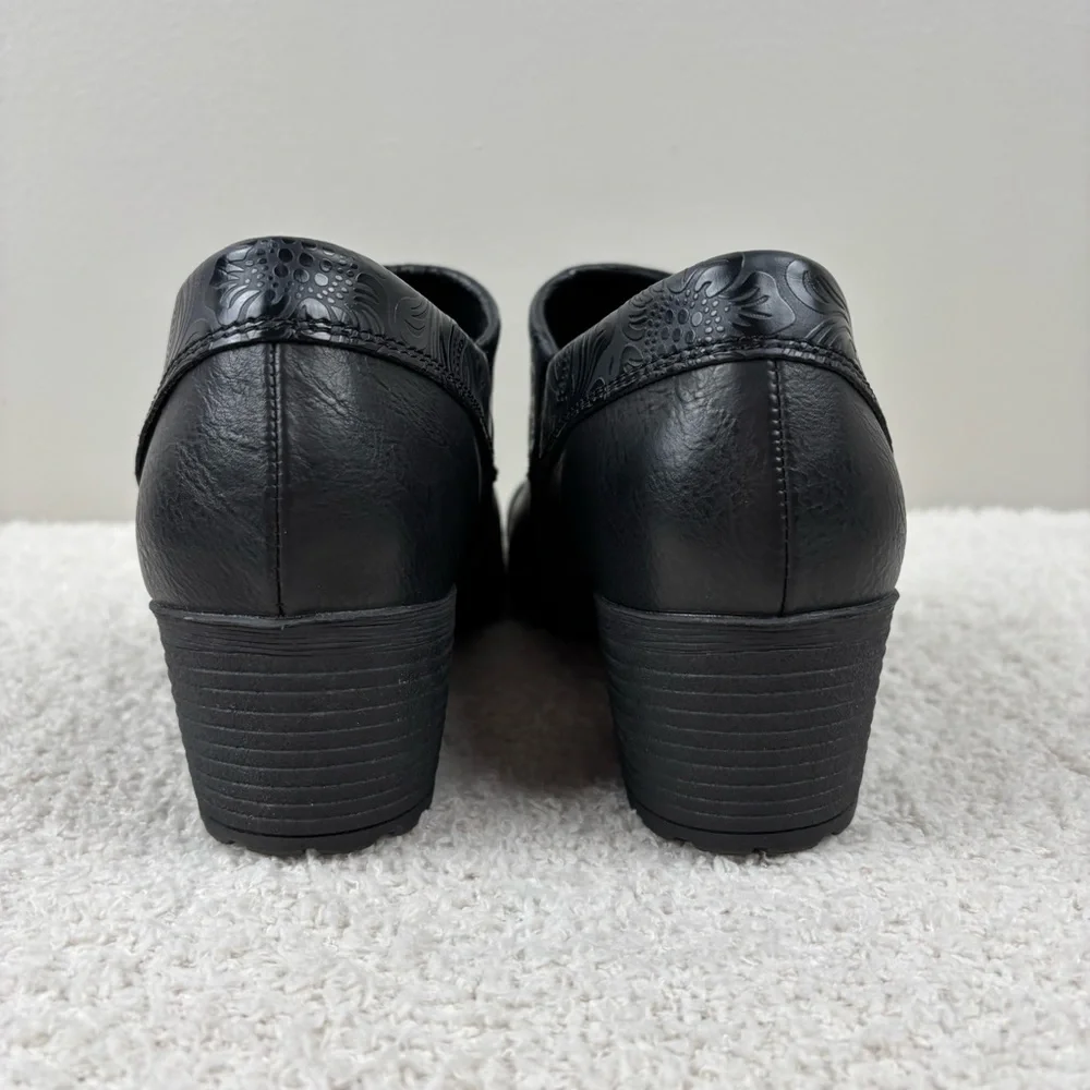 B.O.C. Ankle Booties Womens 10M Black Rosemela Shootie Embossed Upper Block Heel